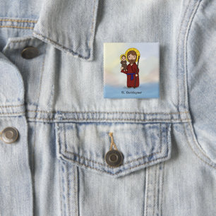 Badge Carré 5 Cm Fête de Saint Christophe Saint