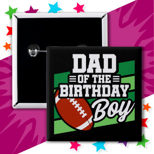 Badge Carré 5 Cm Fête des enfants de football Papa of the Birthday