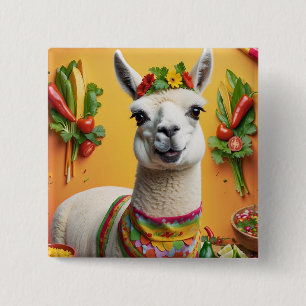 Badge Carré 5 Cm Fête mexicaine Cute Llama