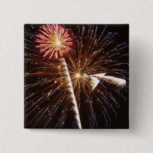 Badge Carré 5 Cm Feu d'artifice sur la rivière Savannah
