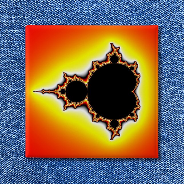 Badge Carré 5 Cm Feu Fractale de Mandelbrot (Fire Mandelbrot Pinback Button)