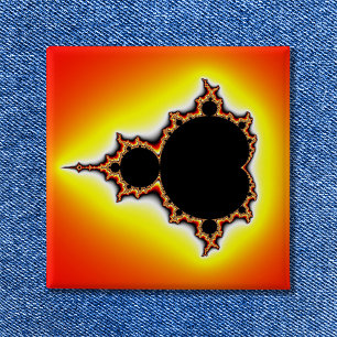Badge Carré 5 Cm Feu Mandelbrot Fractal