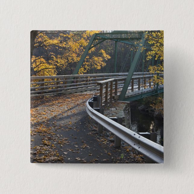 Badge Carré 5 Cm Feuillage d'automne et pont au-dessus des Millers (Devant)