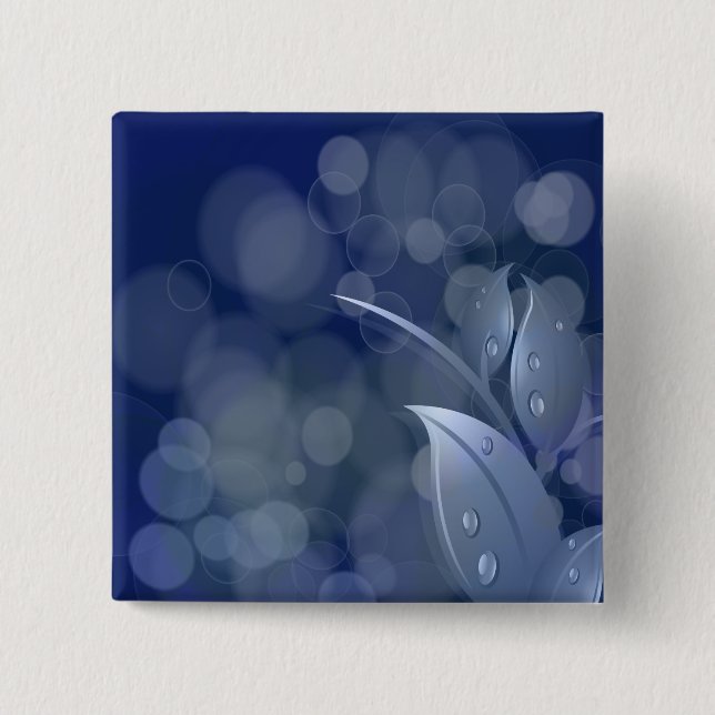 Badge Carré 5 Cm Feuille de Blue Bokeh (Devant)
