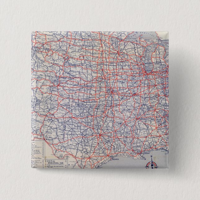 Badge Carré 5 Cm Feuille de route États-Unis (Devant)