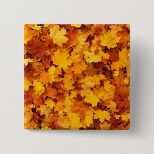 Badge Carré 5 Cm Feuilles d'automne