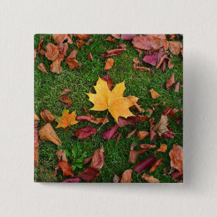 Badge Carré 5 Cm Feuilles d'automne