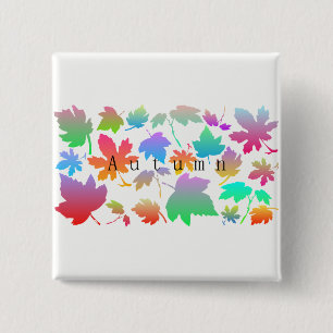 Badge Carré 5 Cm Feuilles d'automne colorées