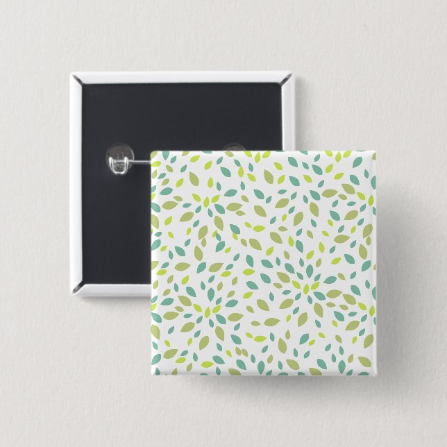 Badge Carré 5 Cm Feuilles (vertes) (Devant & derrière)