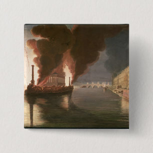 Badge Carré 5 Cm Feux d'artifice sur la Seine
