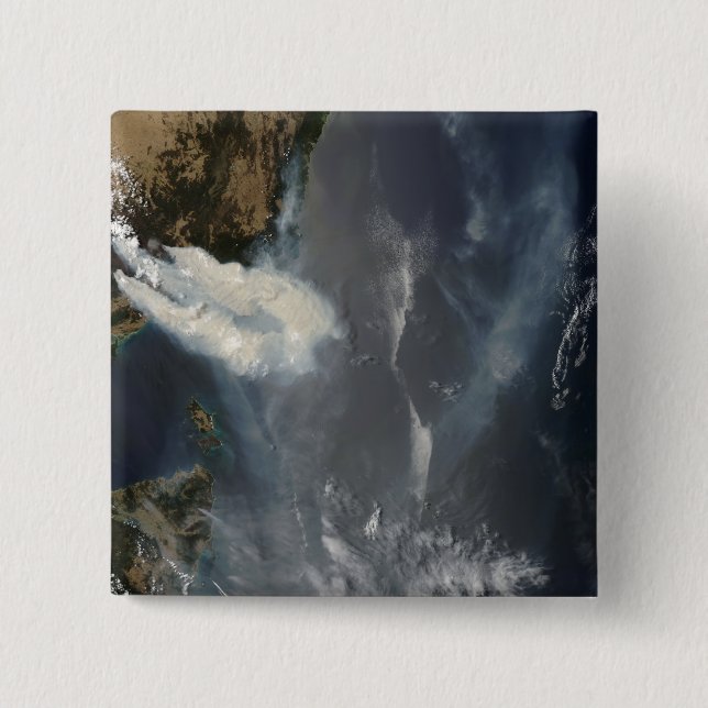 Badge Carré 5 Cm Feux et fumée dans le sud-est de l'Australie (Devant)