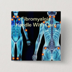 Badge Carré 5 Cm Fibromyalgie - manipulez avec soin