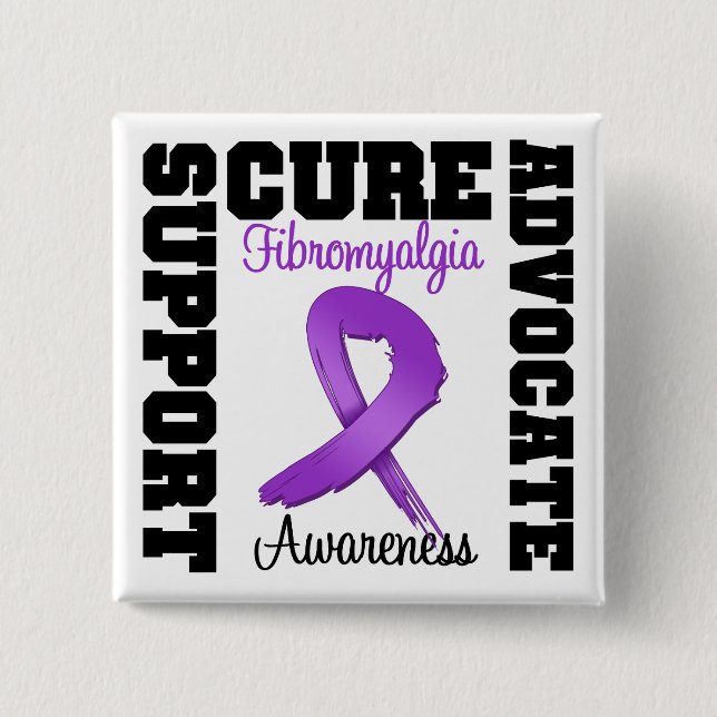 Badge Carré 5 Cm Fibromyalgie Support Advocate Cure (Devant)