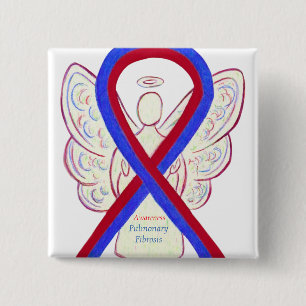 Badge Carré 5 Cm Fibrose pulmonaire Sensibilisation Ruban Angel Pin