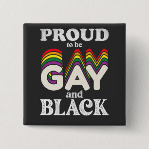 Badge Carré 5 Cm Fier d'être gay et noir Fierté LGBT