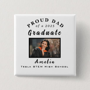 Badge Carré 5 Cm Fier Papa Graduation 2025 Cadeau photo personnalis