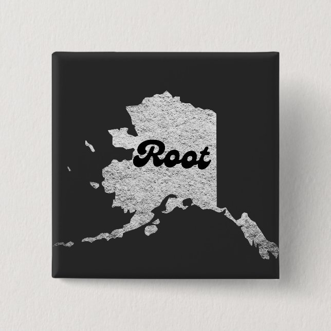Badge Carré 5 Cm fière Alask State Root Map Outline Rocky Map AK (Devant)