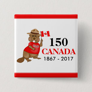 Badge Carré 5 Cm Fière fête canadienne du castor 150