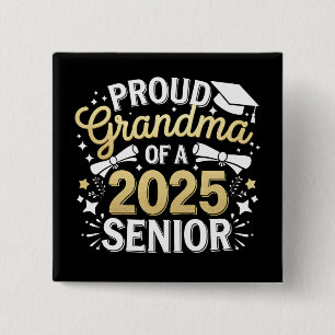 Badge Carré 5 Cm Fière grand-mère d'un diplômé de 2025 Remise des d