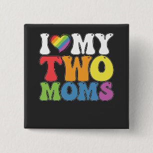 Badge Carré 5 Cm Fierté LGBT J'aime mes deux mamans Gay Lesbienne S