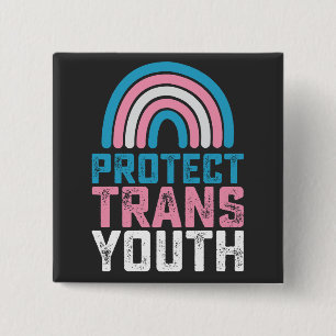 Badge Carré 5 Cm Fierté LGBT Protéger les jeunes transgenres transg