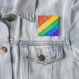 Badge Carré 5 Cm Fierté LGBTQA+ arc-en-ciel