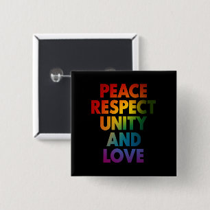 Badge Carré 5 Cm Fierté Paix Respect Unité Et Amour