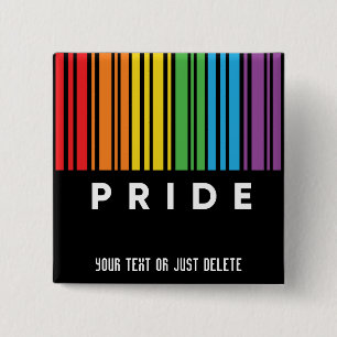 Badge Carré 5 Cm Fierté personnalisable Code barre arc-en-ciel LGBT