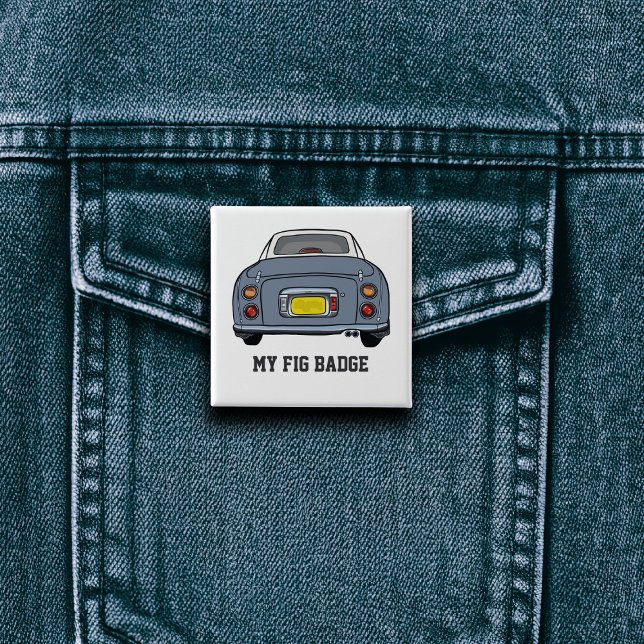Badge Carré 5 Cm Figarations Jote Lapis Grey Figaro Nom de voiture (A fun figgy pin button badge to attach to you! Show off your love of lapis grey figaro cars)