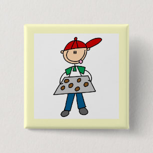 Badge Carré 5 Cm Figure à bâtonnets faisant cuire des biscuits