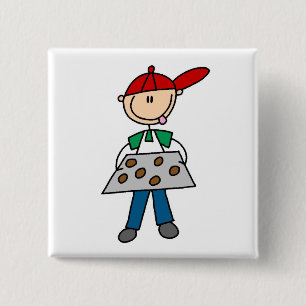 Badge Carré 5 Cm Figure à bâtonnets faisant cuire des biscuits