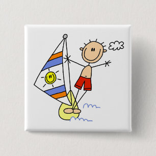 Badge Carré 5 Cm Figure de bâton de parachute