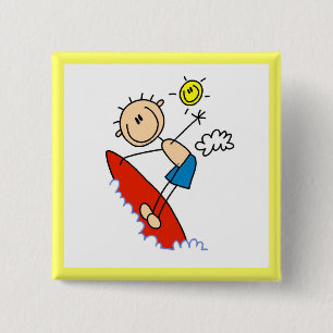 Badge Carré 5 Cm Figure de Surfing