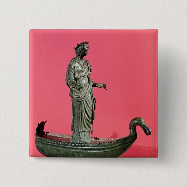 Badge Carré 5 Cm Figurine de la déesse Sequana (Devant)