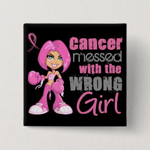 Badge Carré 5 Cm Fille 1 de combat de cancer du sein