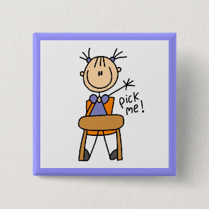 Badge Carré 5 Cm Fille à l'école