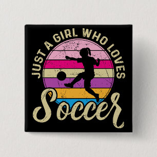 Badge Carré 5 Cm Fille aime le football Coucher de soleil coloré