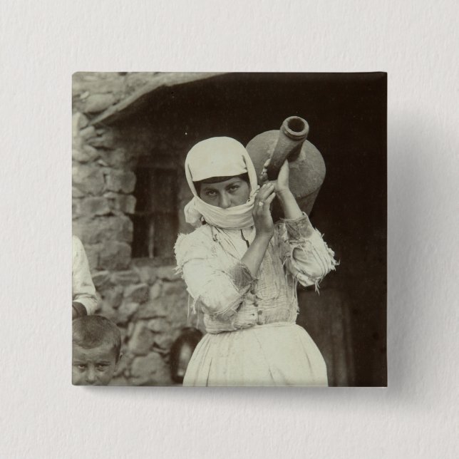 Badge Carré 5 Cm Fille arménienne de pays, Erevan (Devant)