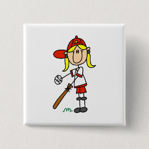 Badge Carré 5 Cm Fille au bâton Tshirts de baseball pour filles