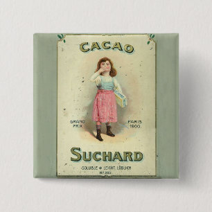 Badge Carré 5 Cm Fille au sucre du baiser au chocolat victorien