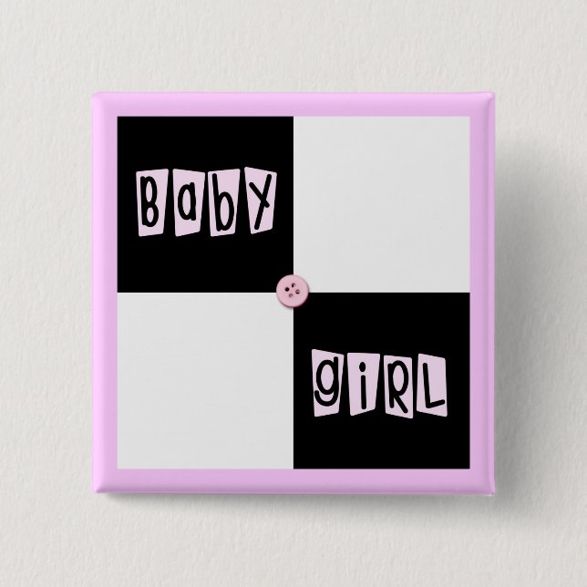 Badge Carré 5 Cm Fille de baby shower (Devant)