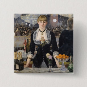 Badge Carré 5 Cm Fille de barmaid victorienne aux Folies Bergère, F