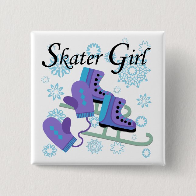 Badge Carré 5 Cm Fille de patineur (Devant)