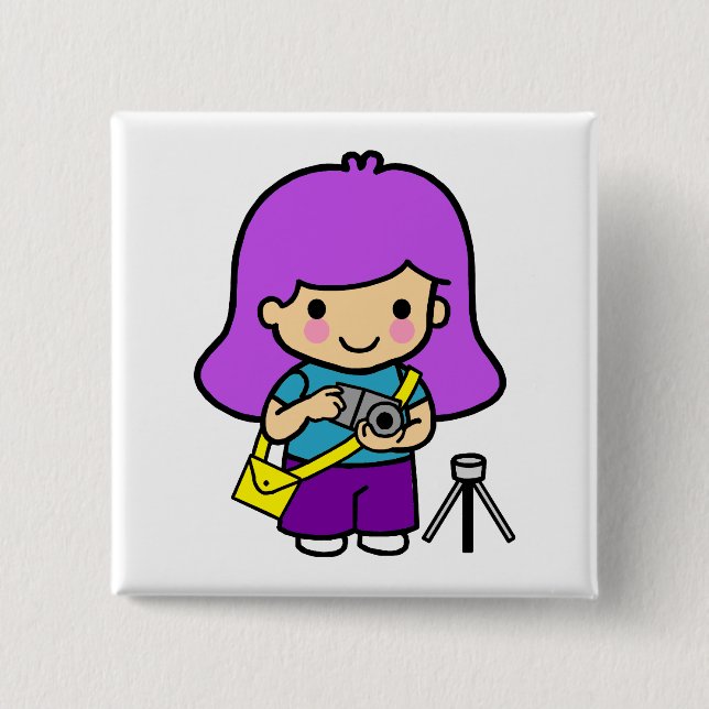 Badge Carré 5 Cm Fille de photographe (Devant)