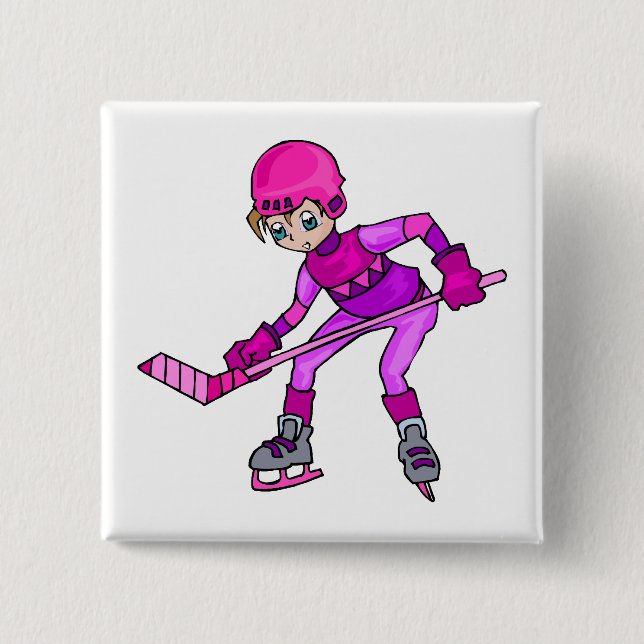 Badge Carré 5 Cm Fille d'hockey d'Anime (Devant)