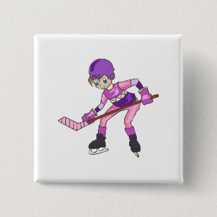 Badge Carré 5 Cm Fille d'hockey d'Anime