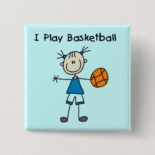 Badge Carré 5 Cm Fille Je Joue Au Basket Tshirts et Cadeaux