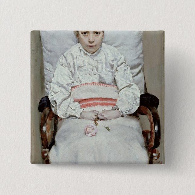 Badge Carré 5 Cm Fille malade (Devant)