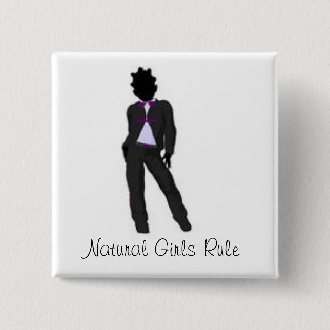 Badge Carré 5 Cm Fille naturelle (Devant)