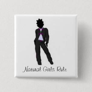 Badge Carré 5 Cm Fille naturelle